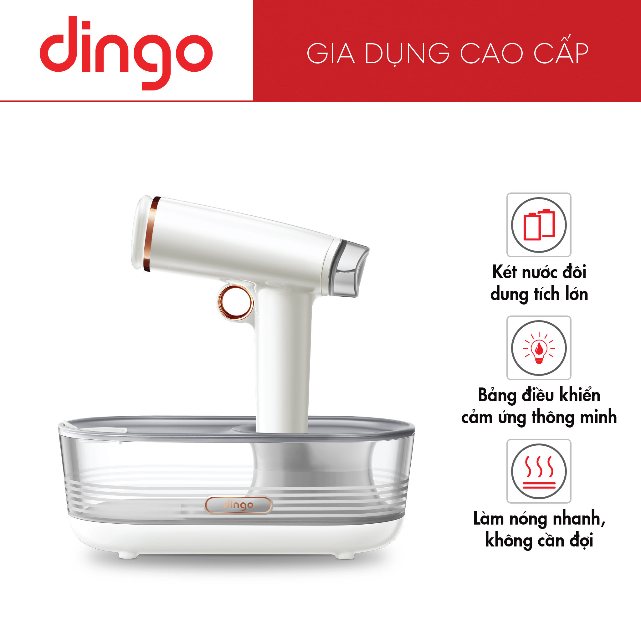 Bàn Là Hơi Nước Cầm Tay DINGO DHS1200 – Cấp Nước Tự Động – Công Suất Lớn, Là Ủi Nhanh – Nhỏ Gọn, Tiện Mang Theo